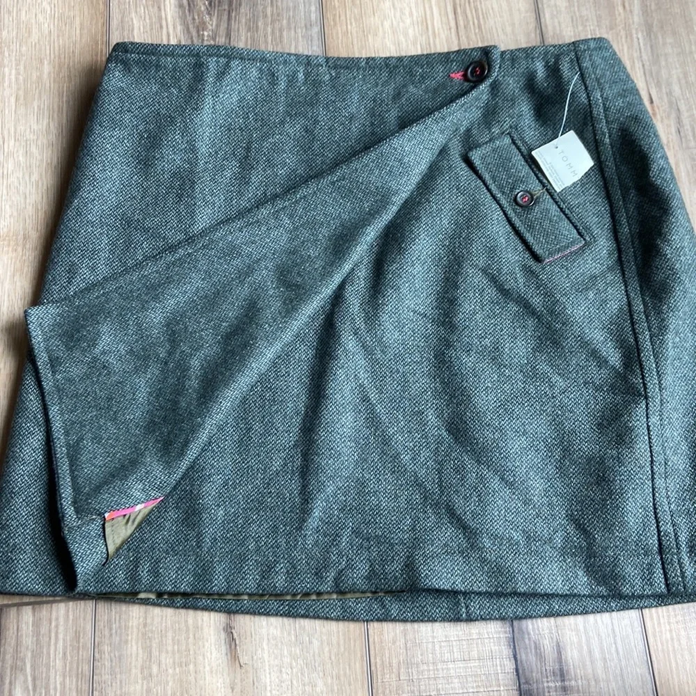 NWT Tommy Hilfiger Olive Tweed Wrap Skirt - Picture 5 of 9